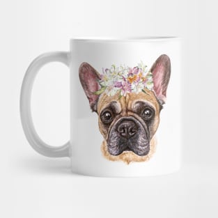 Cute French Bulldog Puppy with Flower Wreath Mug